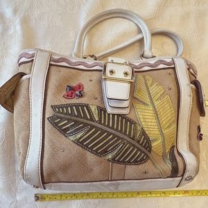 Coach Canvas leather cream stitch purse